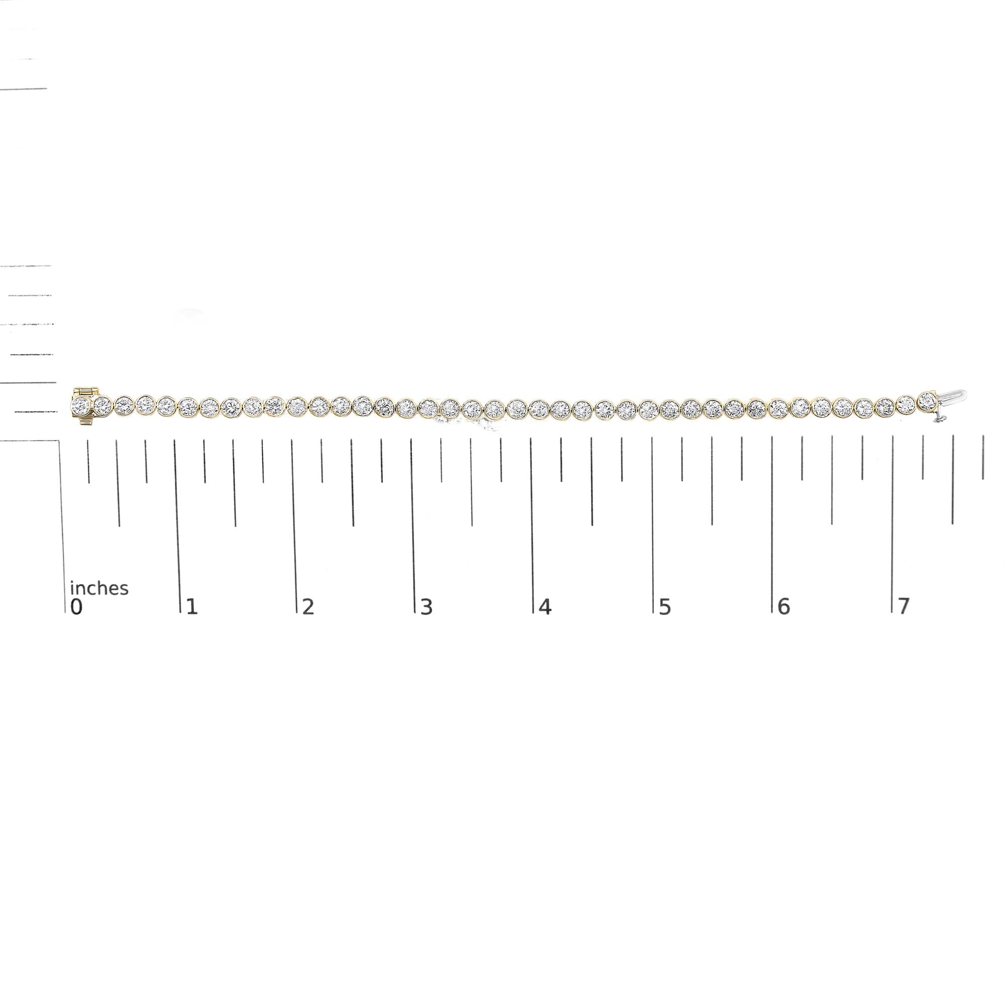 10K Yellow Gold 8.0 Cttw Bezel Set Round Diamond Tennis Bracelet