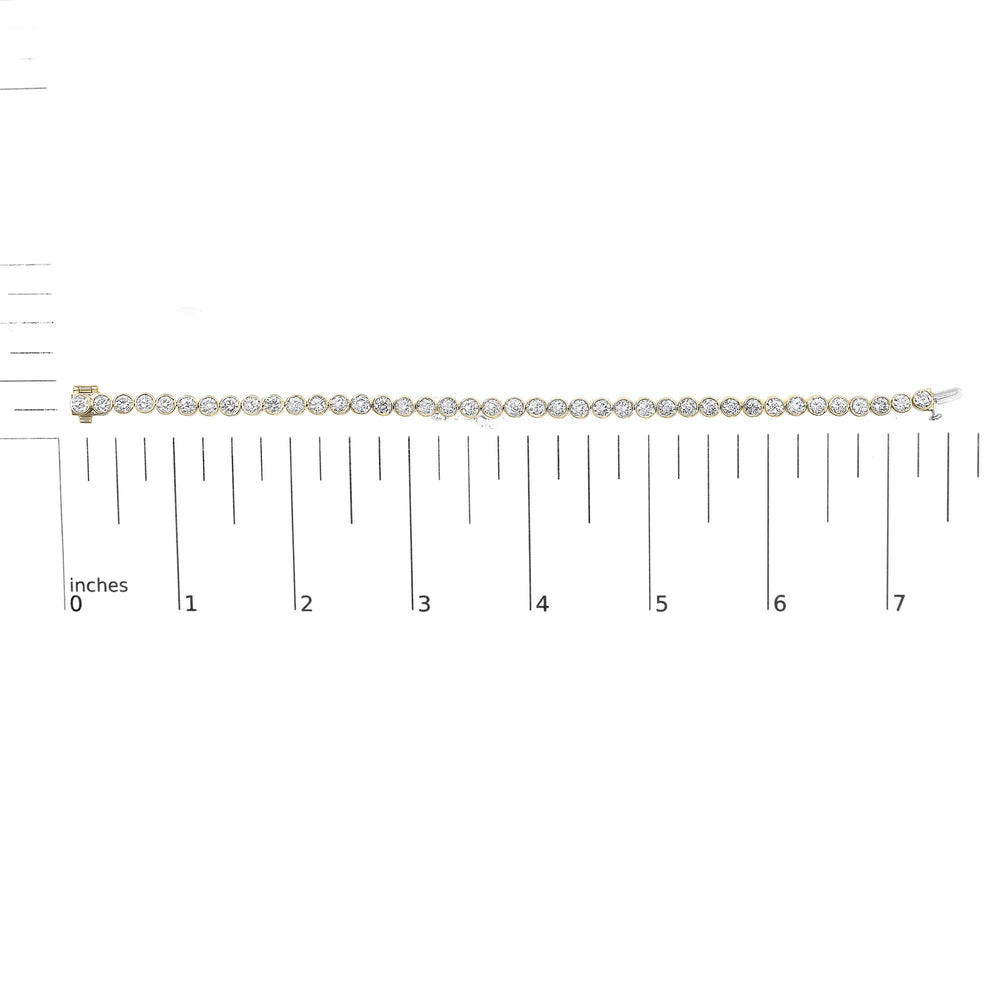 10K Yellow Gold 8.0 Cttw Bezel Set Round Diamond Tennis Bracelet