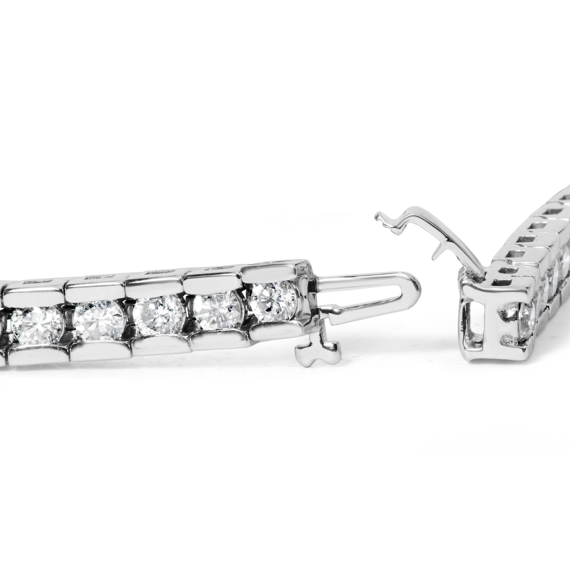 IGI Certified 14K White Gold 6.0Cttw Channel Set Round Diamond Tennis Bracelet (I-J Color, I1-I2 Clarity) - 7" Inches