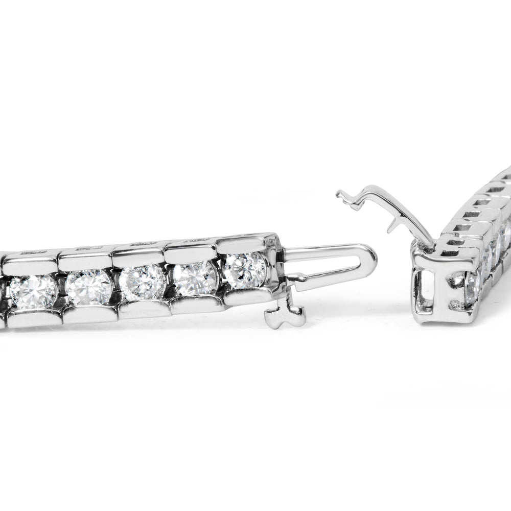 IGI Certified 14K White Gold 6.0Cttw Channel Set Round Diamond Tennis Bracelet (I-J Color, I1-I2 Clarity) - 7" Inches