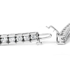 IGI Certified 14K White Gold 6.0Cttw Channel Set Round Diamond Tennis Bracelet (I-J Color, I1-I2 Clarity) - 7" Inches