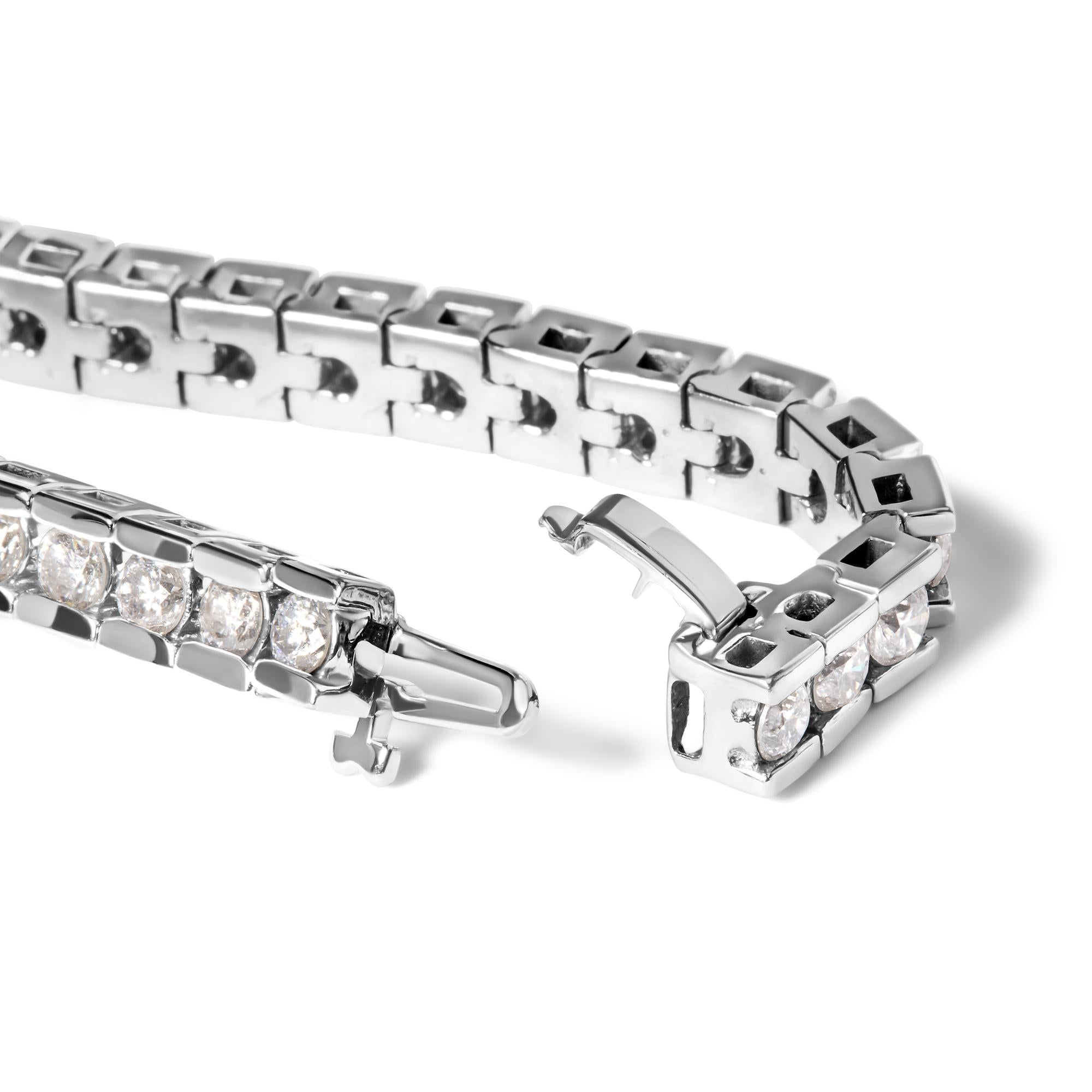 IGI Certified 14K White Gold 6.0Cttw Channel Set Round Diamond Tennis Bracelet (I-J Color, I1-I2 Clarity) - 7" Inches