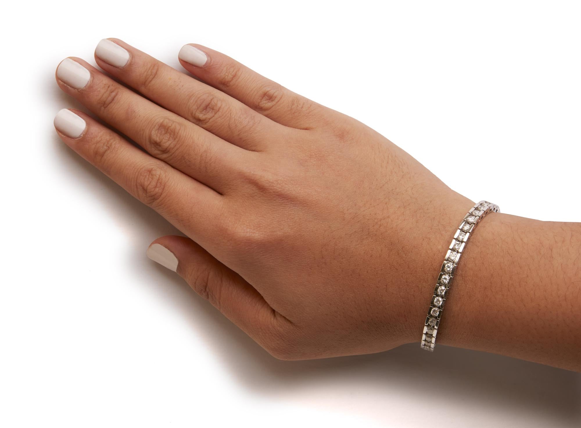 IGI Certified 14K White Gold 6.0Cttw Channel Set Round Diamond Tennis Bracelet (I-J Color, I1-I2 Clarity) - 7" Inches