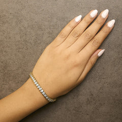 14K Yellow Gold 8.00 Cttw Half Bezel Set Diamond Tennis Bracelet (H-I Color, SI2-I1 Clarity) - 7" Inches