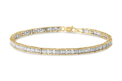 10K Yellow Gold 1.0 Cttw Round Diamond Pave Link Bracelet