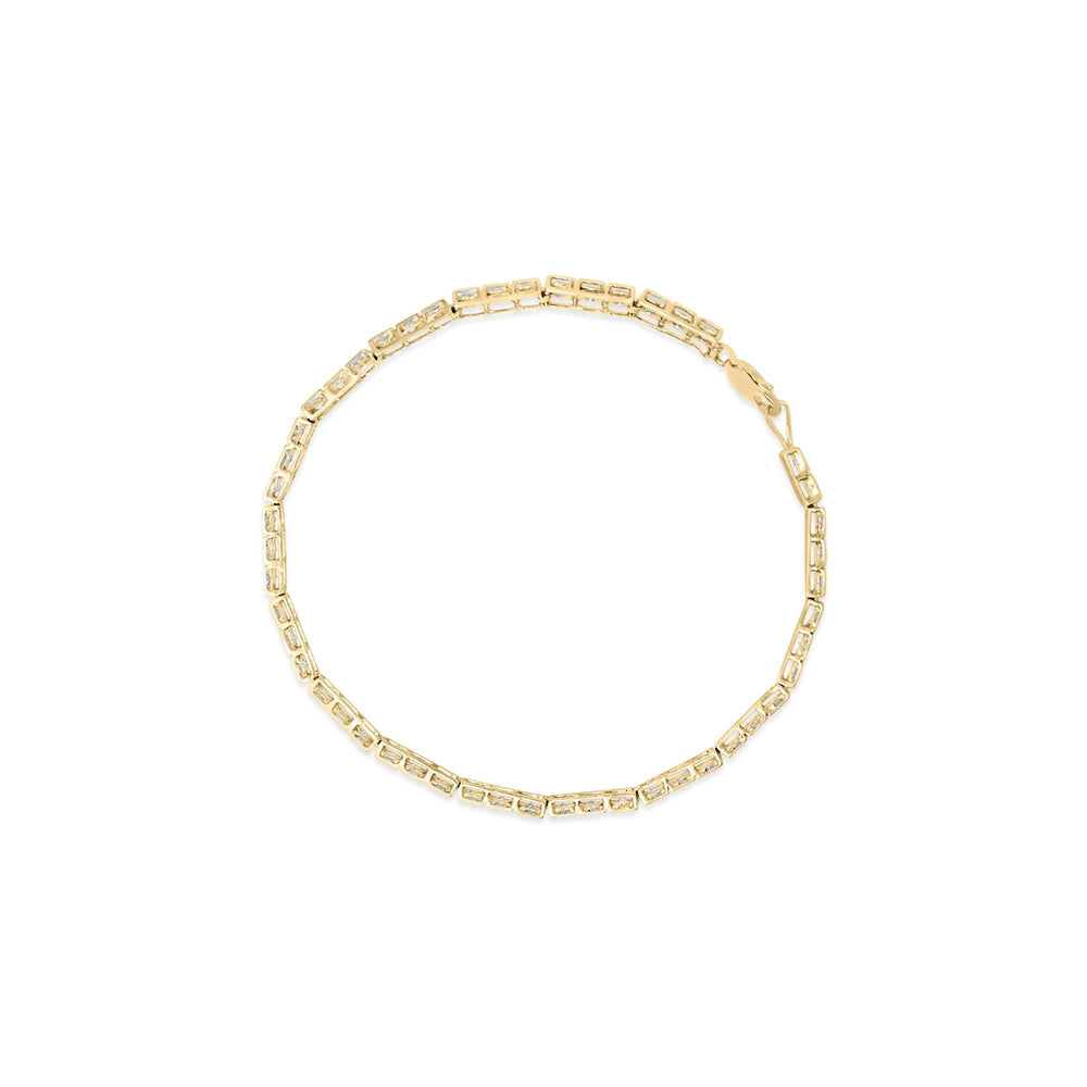 10K Yellow Gold 1.0 Cttw Round Diamond Pave Link Bracelet