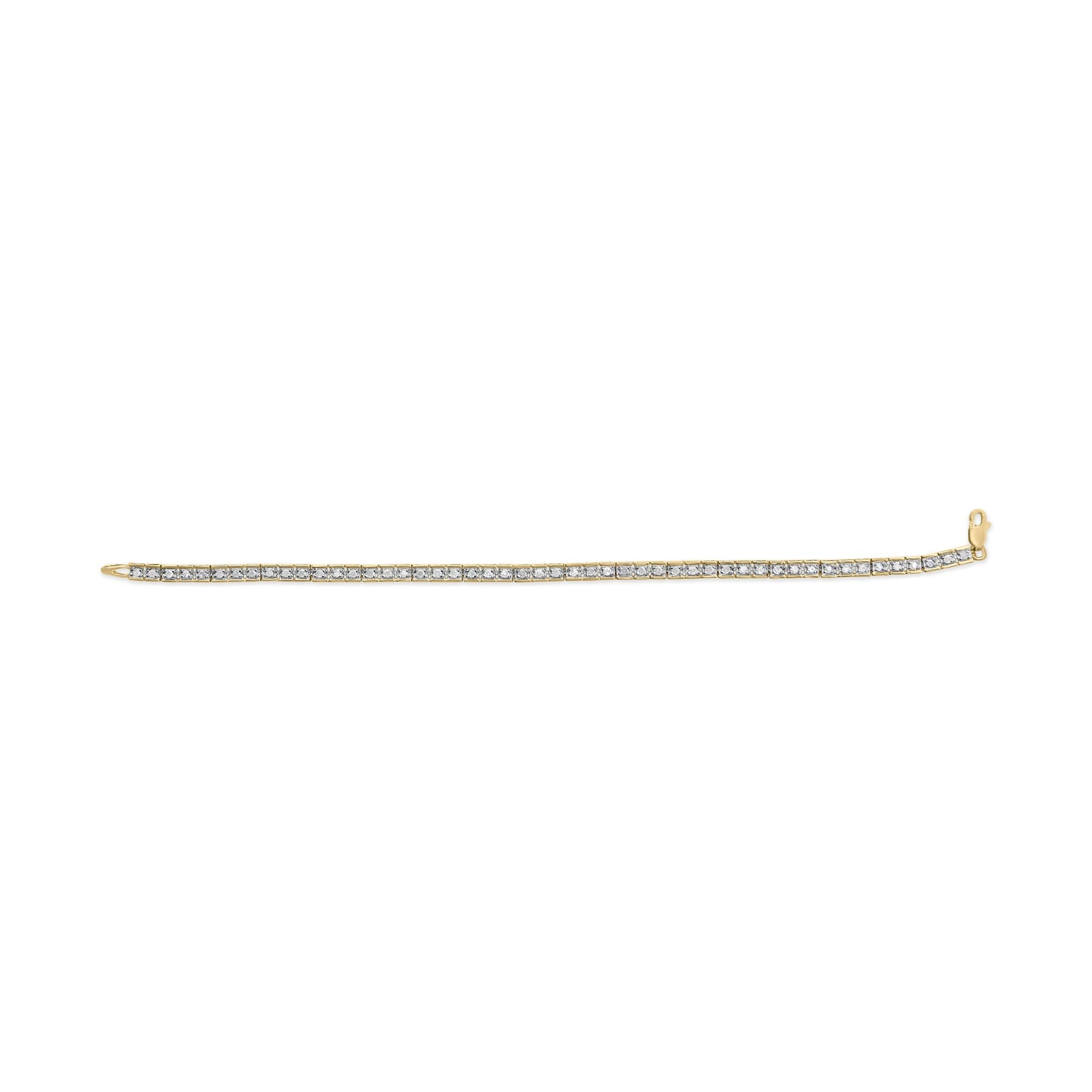 10K Yellow Gold 1.0 Cttw Round Diamond Pave Link Bracelet