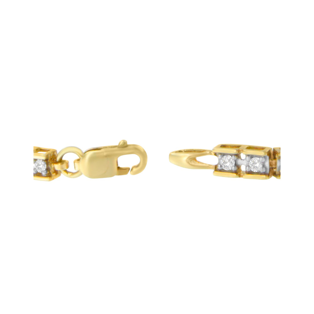10K Yellow Gold 1.0 Cttw Round Diamond Pave Link Bracelet