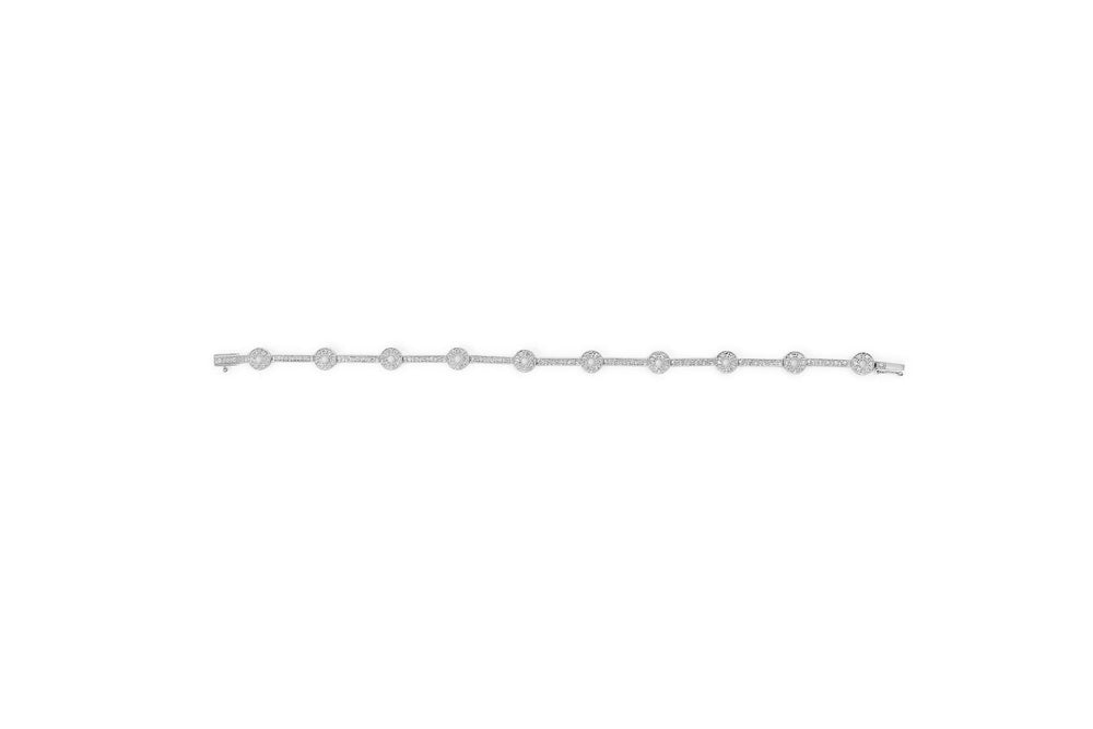 14k White Gold 1/2 Cttw Pave Diamond Bar and Hoop 7" Bracelet (H-I Color, I1-I2 Clarity)