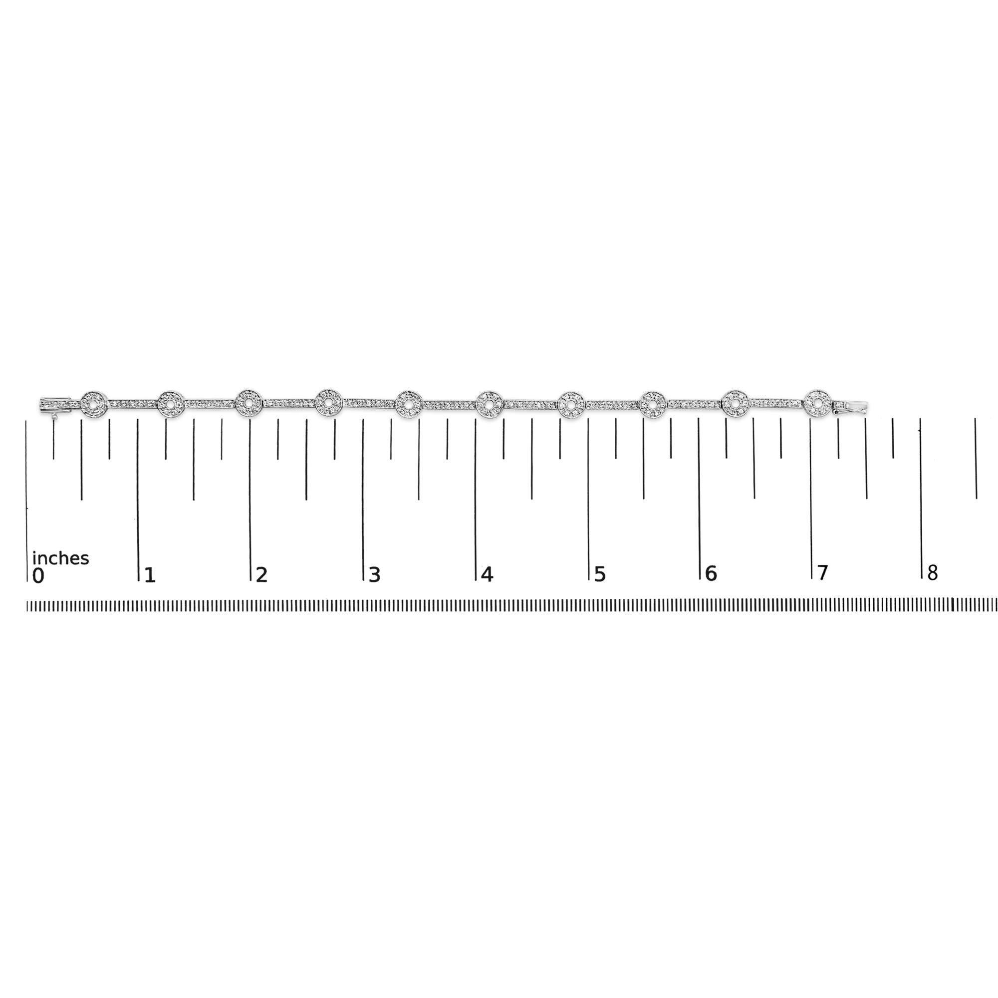 14k White Gold 1/2 Cttw Pave Diamond Bar and Hoop 7" Bracelet (H-I Color, I1-I2 Clarity)