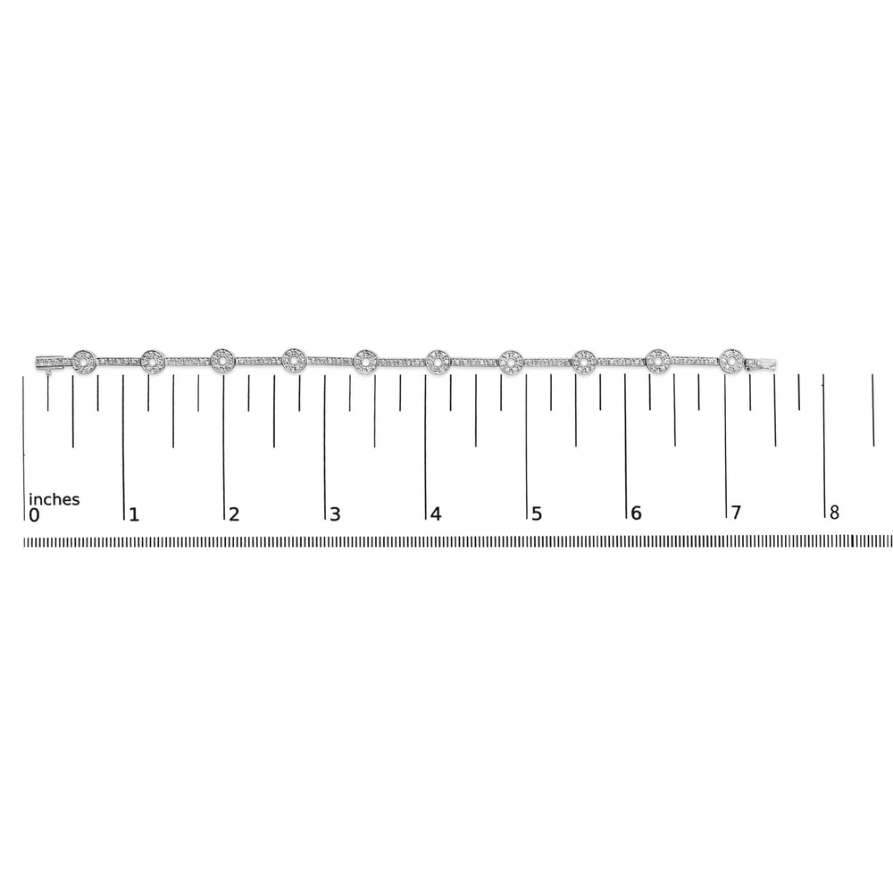 14k White Gold 1/2 Cttw Pave Diamond Bar and Hoop 7" Bracelet (H-I Color, I1-I2 Clarity)