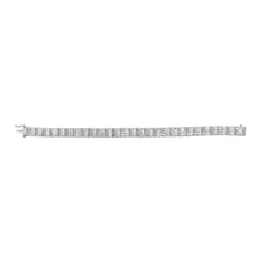 14K White Gold 6.00 Cttw Alternating Round and Baguette Diamond Tennis Bracelet (H-I Color, I1-I2 Clarity) - 7" Inches