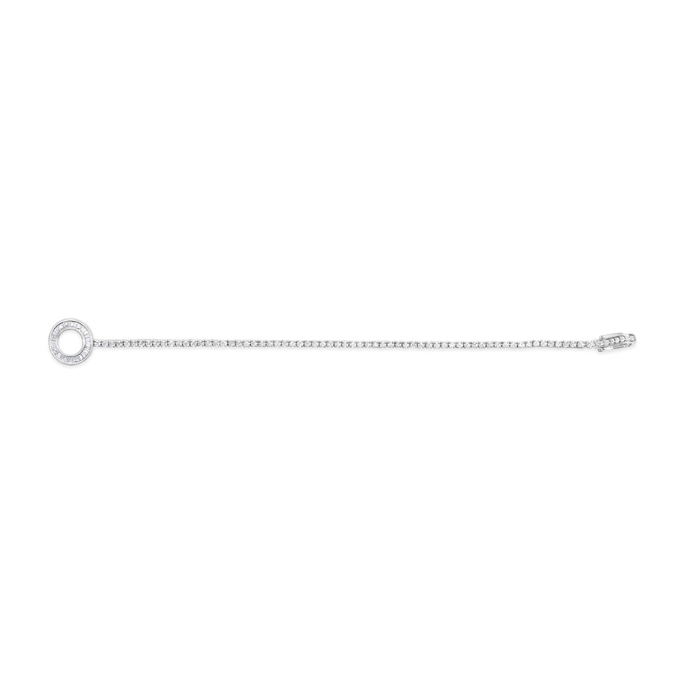 14K White Gold 2-1/2 Cttw Baguette and Round Diamond Toggle Tennis Bracelet
