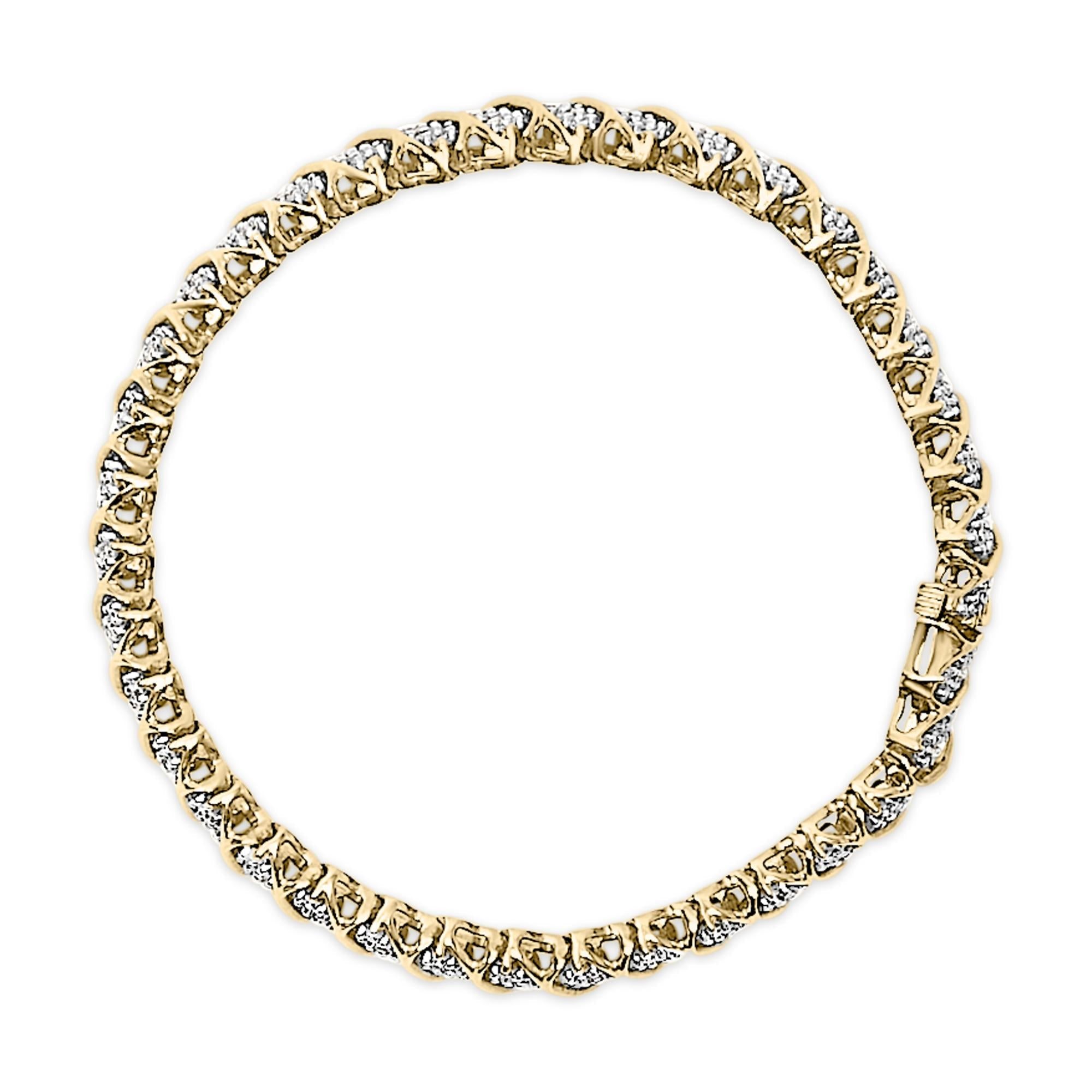 10K Yellow Gold 3.0 Cttw Diamond S-Link Bracelet