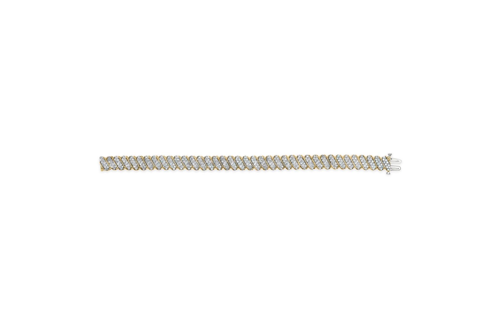10K Yellow Gold 3.0 Cttw Diamond S-Link Bracelet