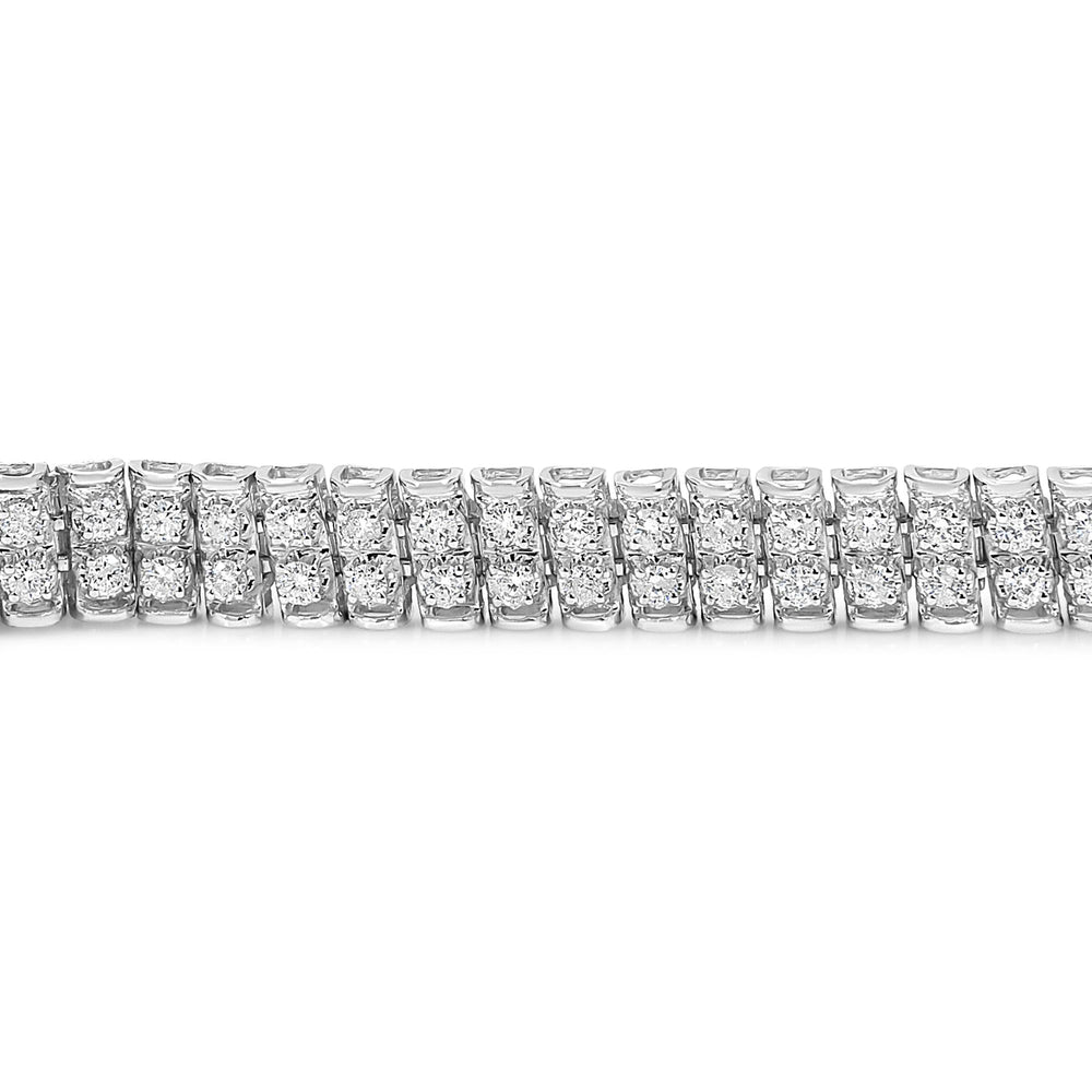 .925 Sterling Silver 4.0 Cttw Diamond Double Row Tennis Bracelet (I-J Color, I1-I2 Clarity) - 7.5" Inches