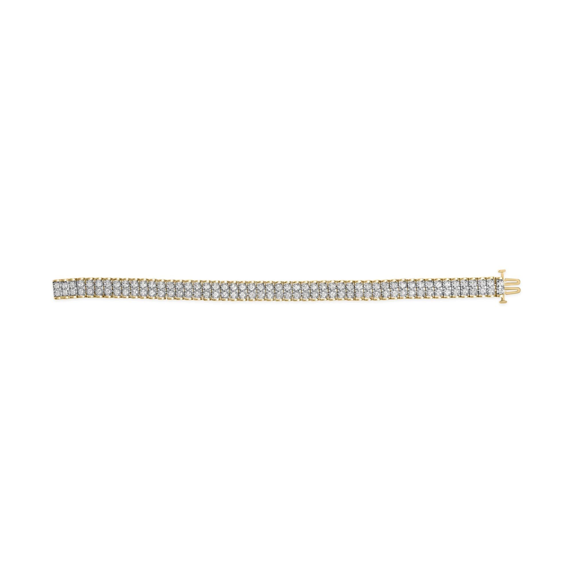 2 Micron 14KT Gold Plated Sterling Silver Diamond Tennis Link Bracelet (4 cttw, J-K Color, I1-I2 Clarity)