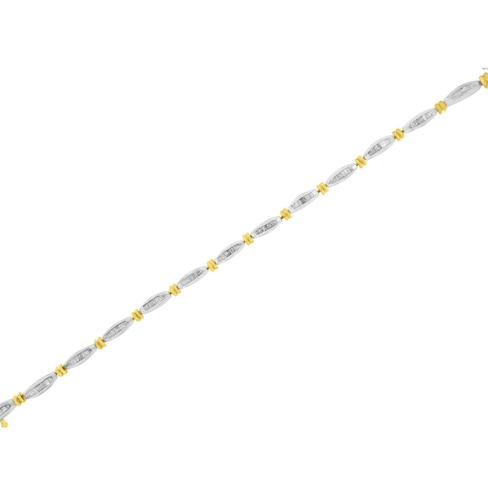 10K Two-Tone Gold 2.0 Cttw Baguette Diamond Channel Link Bracelet