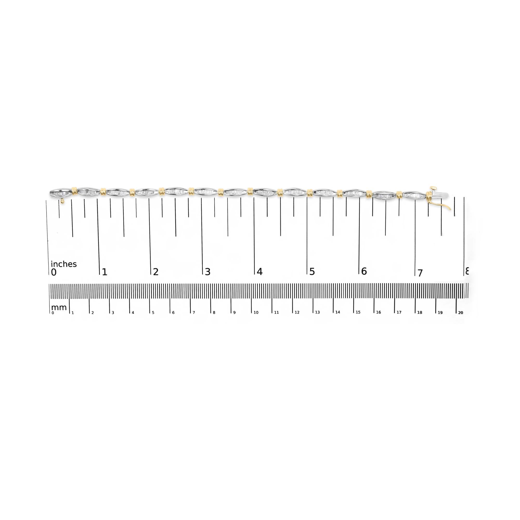 10K Two-Tone Gold 2.0 Cttw Baguette Diamond Channel Link Bracelet