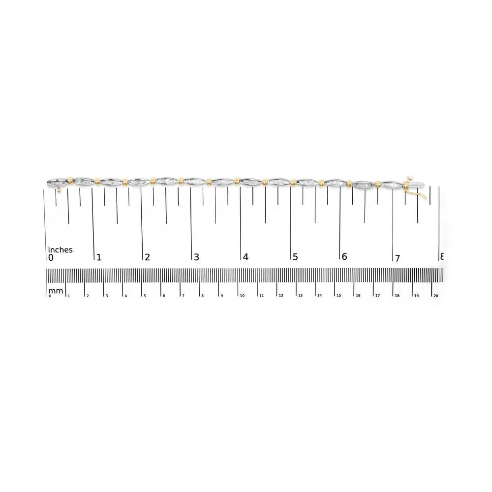 10K Two-Tone Gold 2.0 Cttw Baguette Diamond Channel Link Bracelet