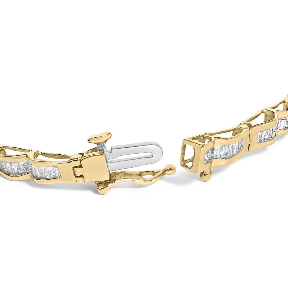 10K Yellow Gold 2.00 Cttw Baguette Diamond Channel Set Link Bracelet