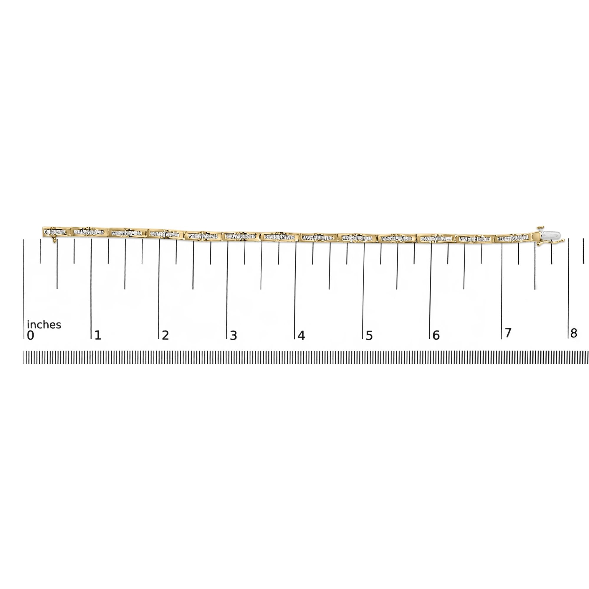 10K Yellow Gold 2.00 Cttw Baguette Diamond Channel Set Link Bracelet
