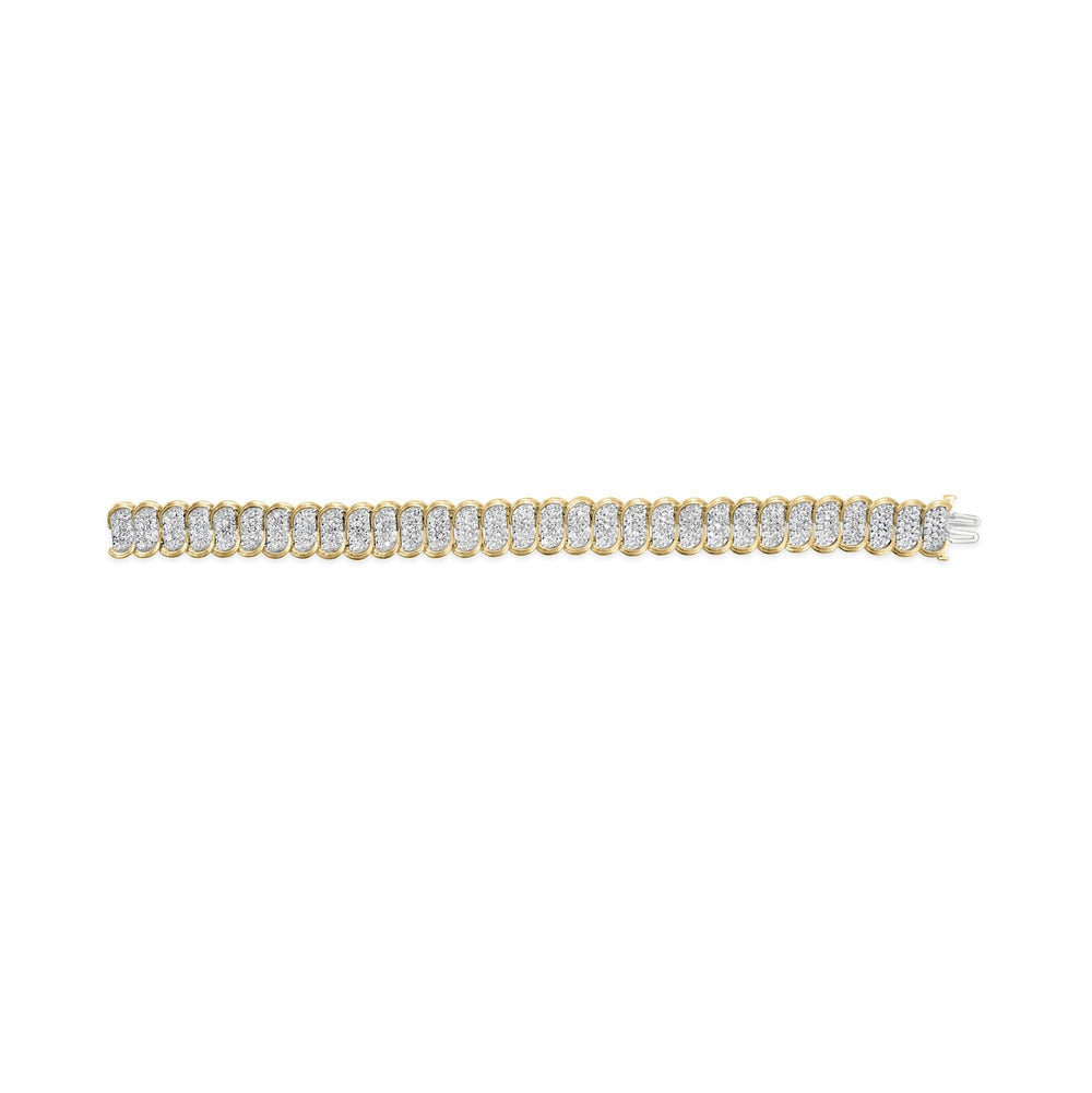 10k Yellow Gold 5.00 Cttw Diamond Oval Banded Link Bracelet (I-J Color, I1-I2 Clarity) - 7" Inches