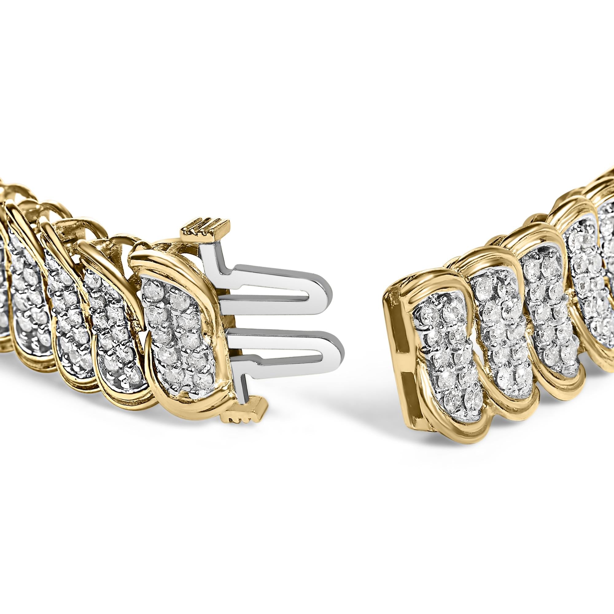 10K Yellow Gold 4.0 Cttw Diamond S-Link Bracelet