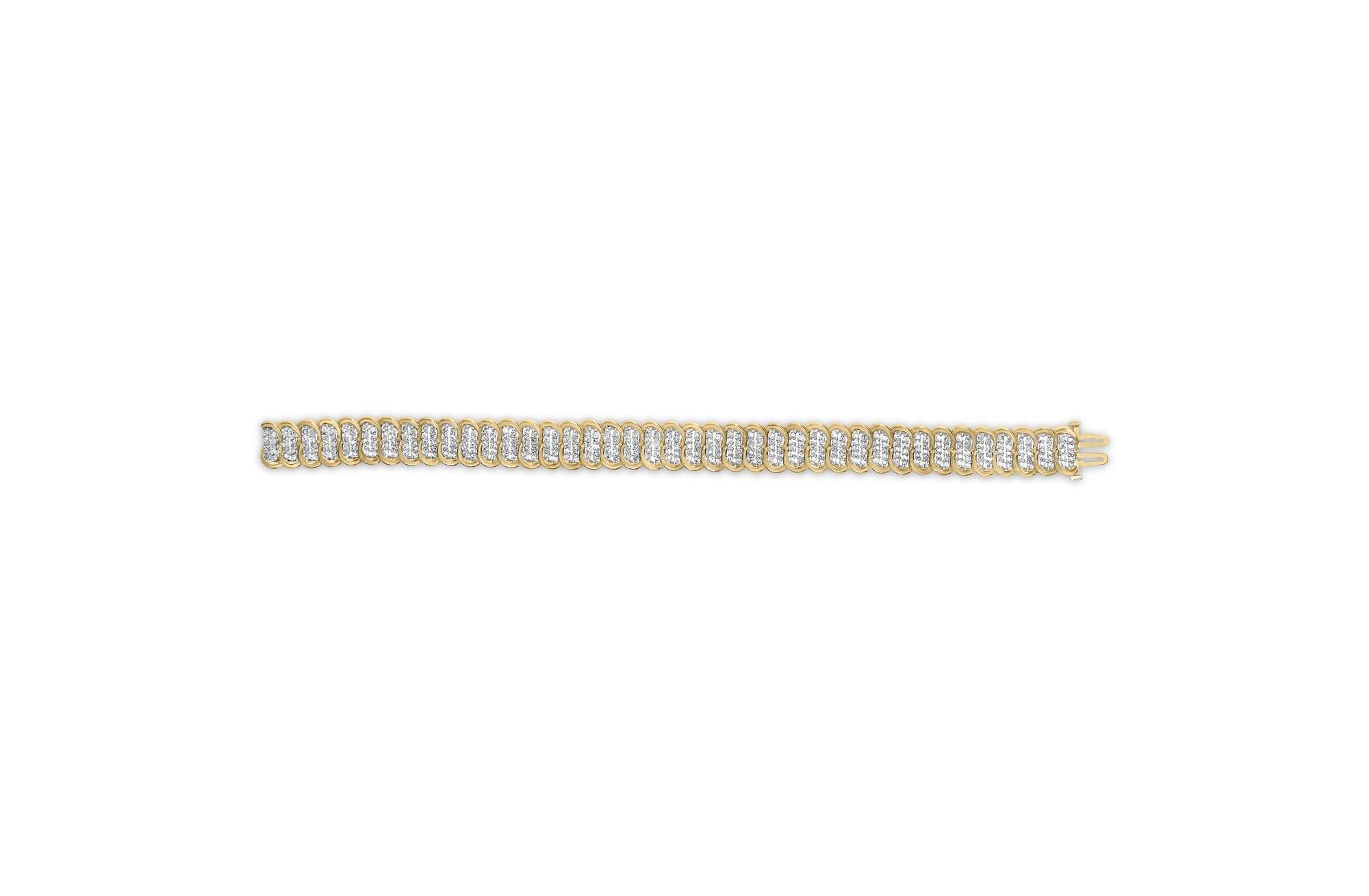 10K Yellow Gold 4.0 Cttw Diamond S-Link Bracelet