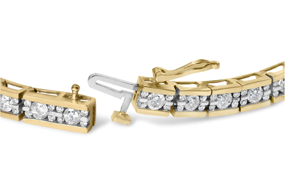 14K Yellow Gold 4.00 Cttw Channel Set Diamond Tennis Bracelet (J-K Color, I1-I2 Clarity) - 7.5" Inches
