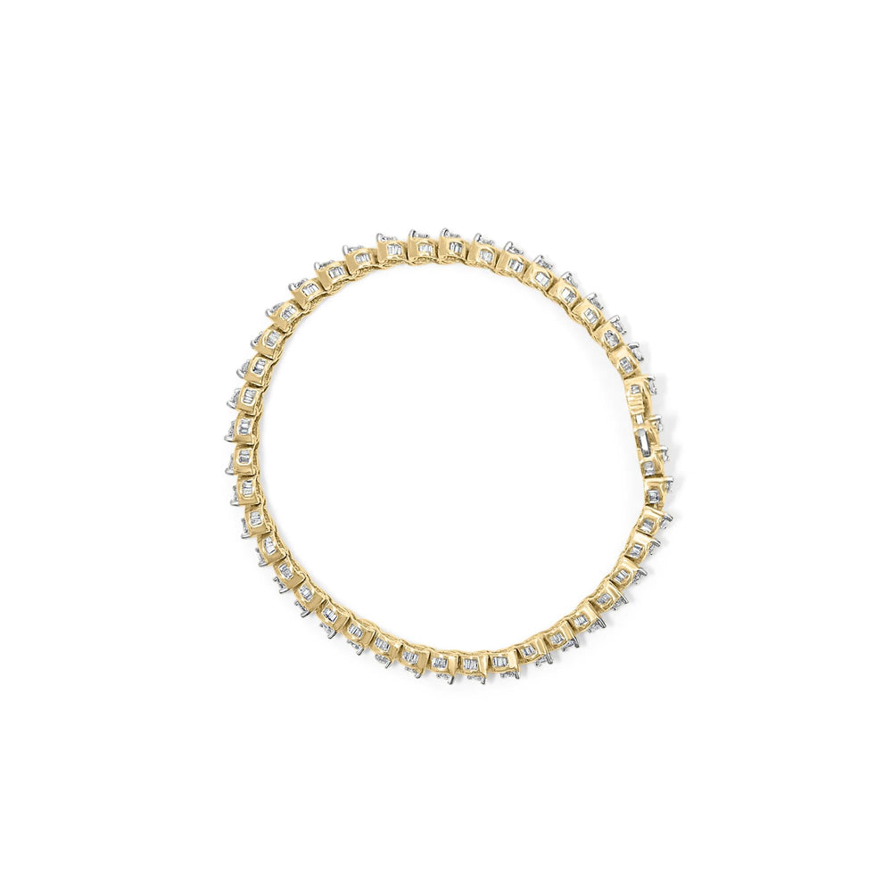 14K Yellow Gold 3 1/8 Cttw Diamond Swirl Link Bracelet (H-I Color, I1-I2 Clarity) - 7" Inches