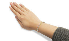 10k Yellow Gold 1/3 Cttw Diamond 3 Stone Teardrop Design Link Bracelet (I-J Color, I1-I2 Clarity) - 7.25" Inches