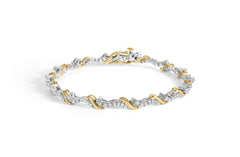 10K Yellow and White Gold 2.00 Cttw Diamond "S" Link 7" Bracelet (H-I Color, I2-I3 Clarity)