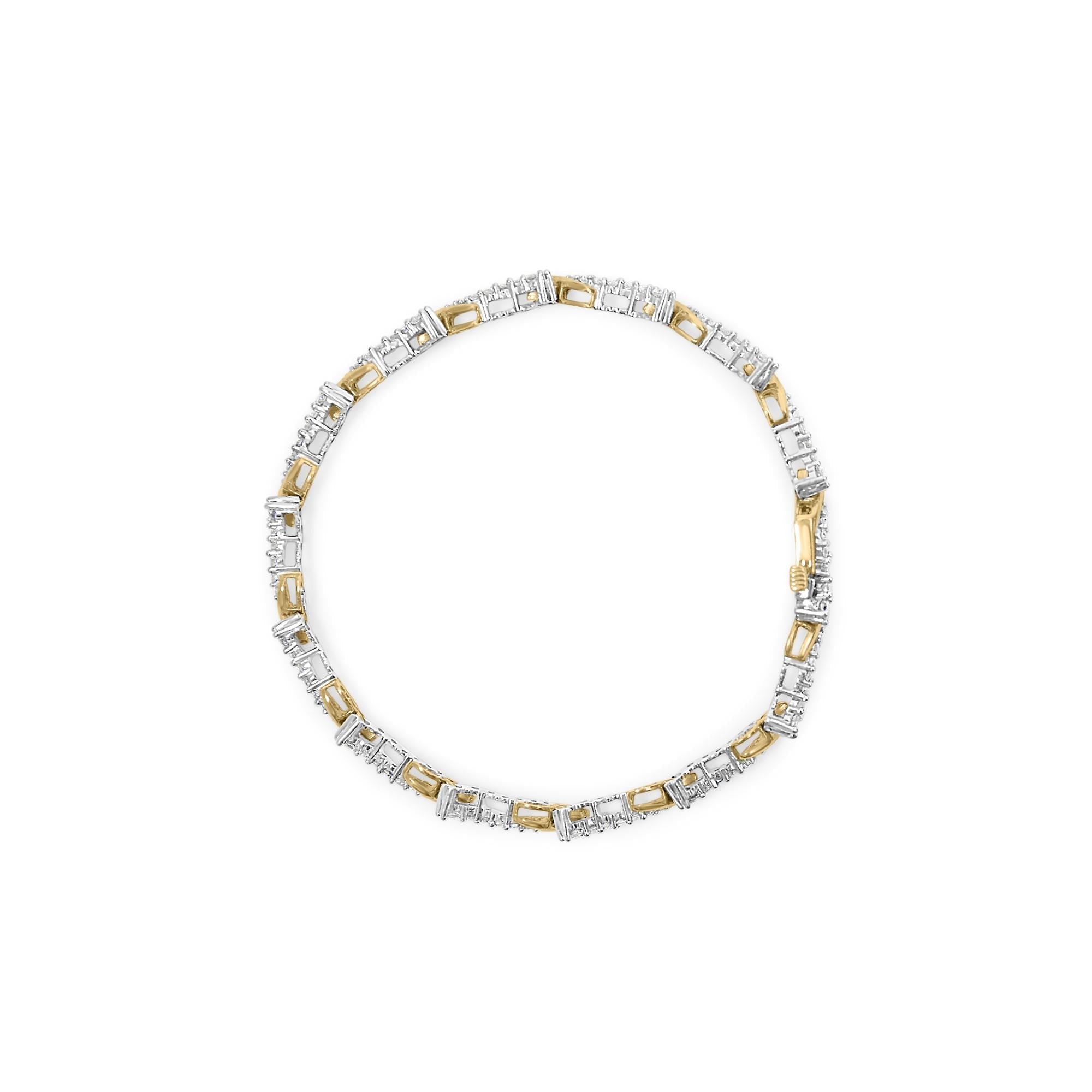 10K Yellow and White Gold 2.00 Cttw Diamond "S" Link 7" Bracelet (H-I Color, I2-I3 Clarity)