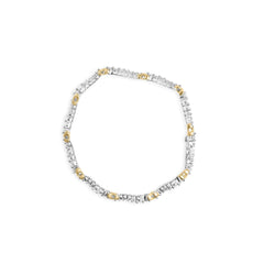 10K Two-Tone 2.00 Cttw Diamond "X" and Wave Link Bracelet (H-I Color, I1-I2 Clarity) - 7" Inches