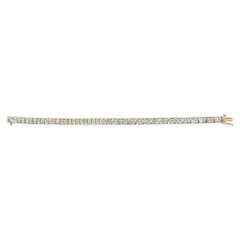 10K Yellow Gold 4.0 Cttw Alternating Baguette & Round Cut Diamond Bezel- & Prong-Set 7" Tennis Bracelet (G-H Color, SI1-SI2 Clarity)