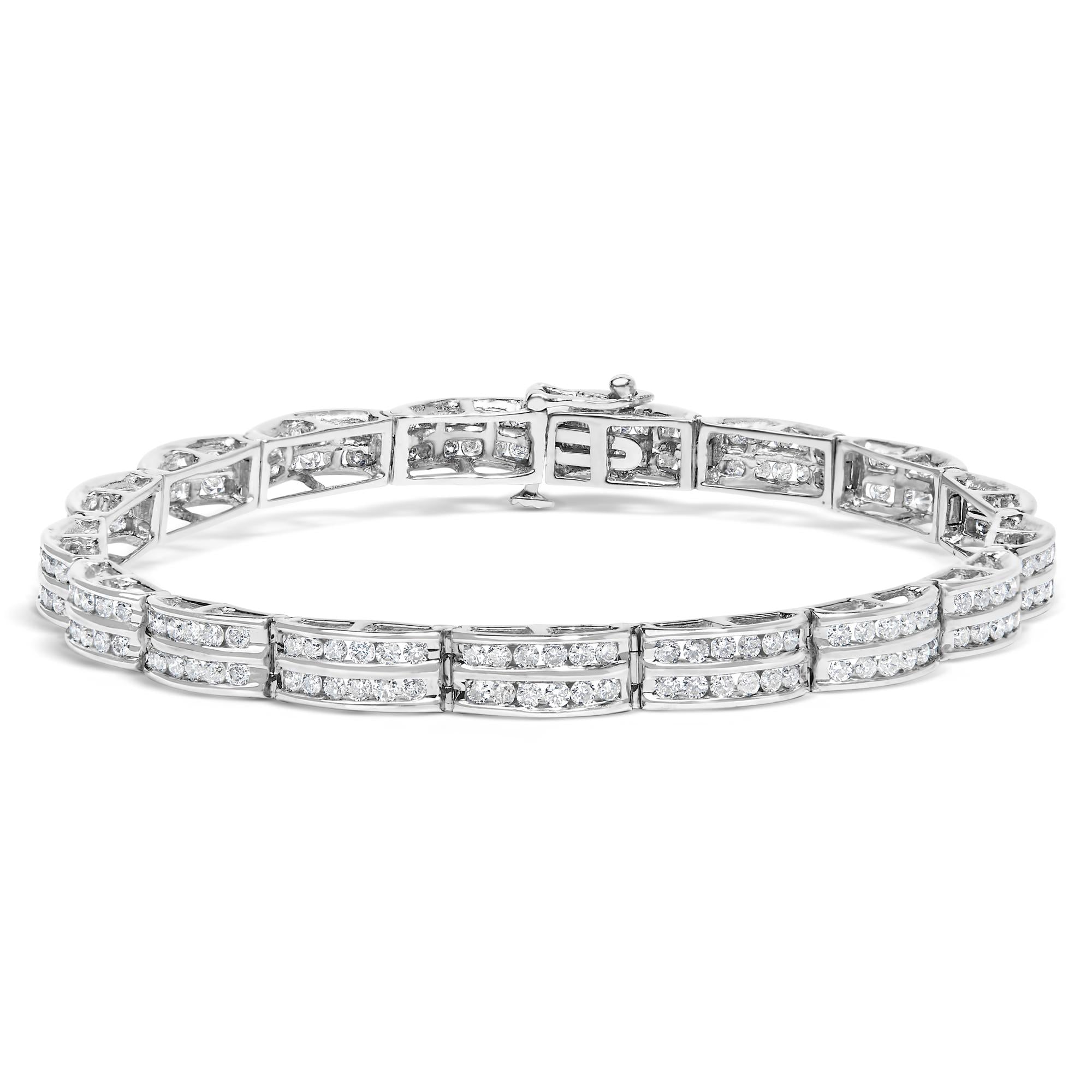 14K White Gold Round-Cut Diamond Bracelet (3.22 cttw, H-I Color, I1-I2 Clarity)