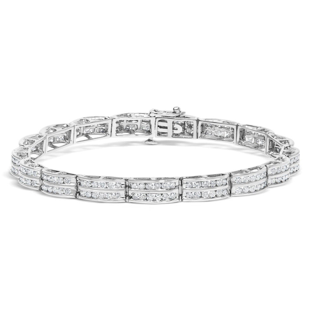 14K White Gold Round-Cut Diamond Bracelet (3.22 cttw, H-I Color, I1-I2 Clarity)