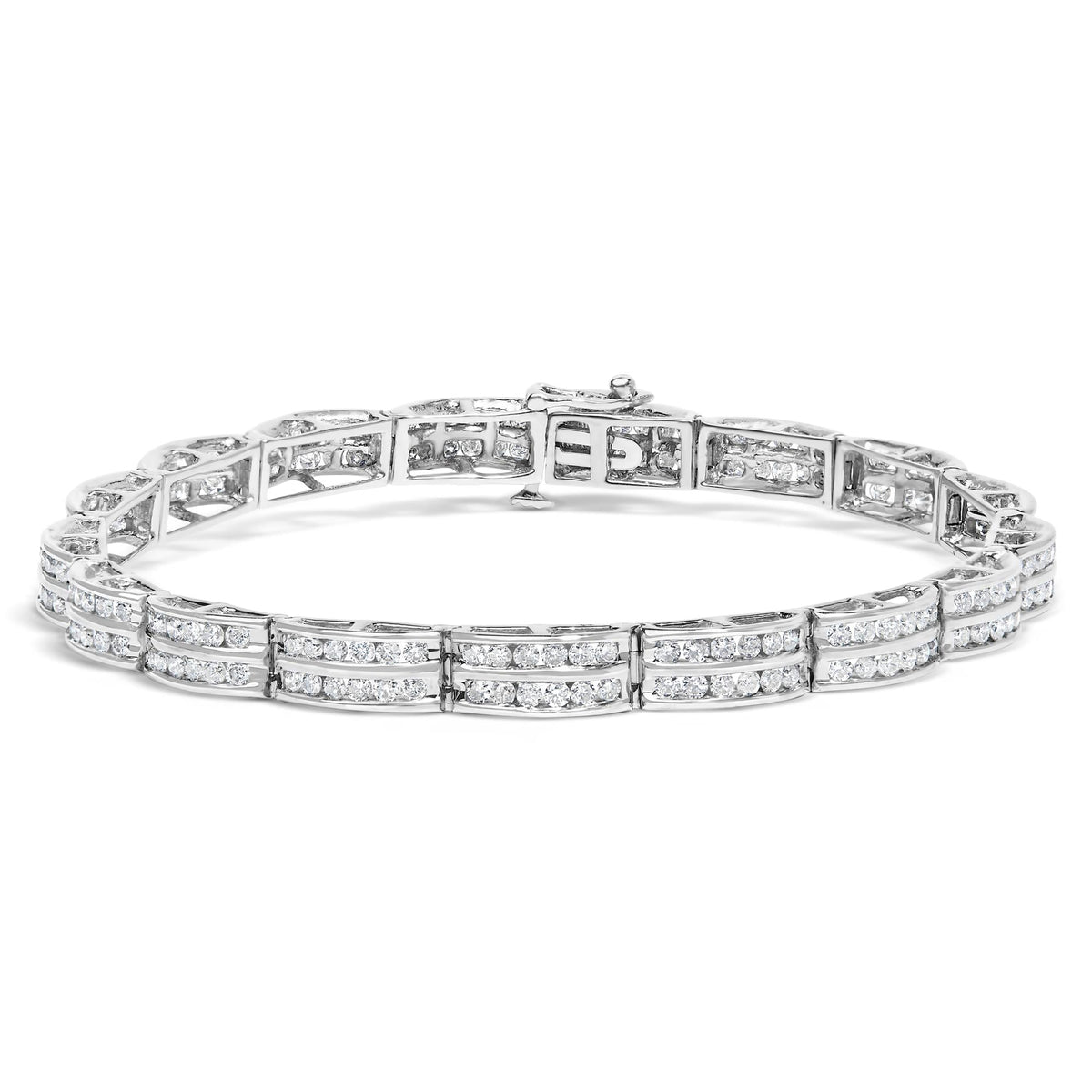 14K White Gold Round-Cut Diamond Bracelet (3.22 cttw, H-I Color, I1-I2 Clarity)