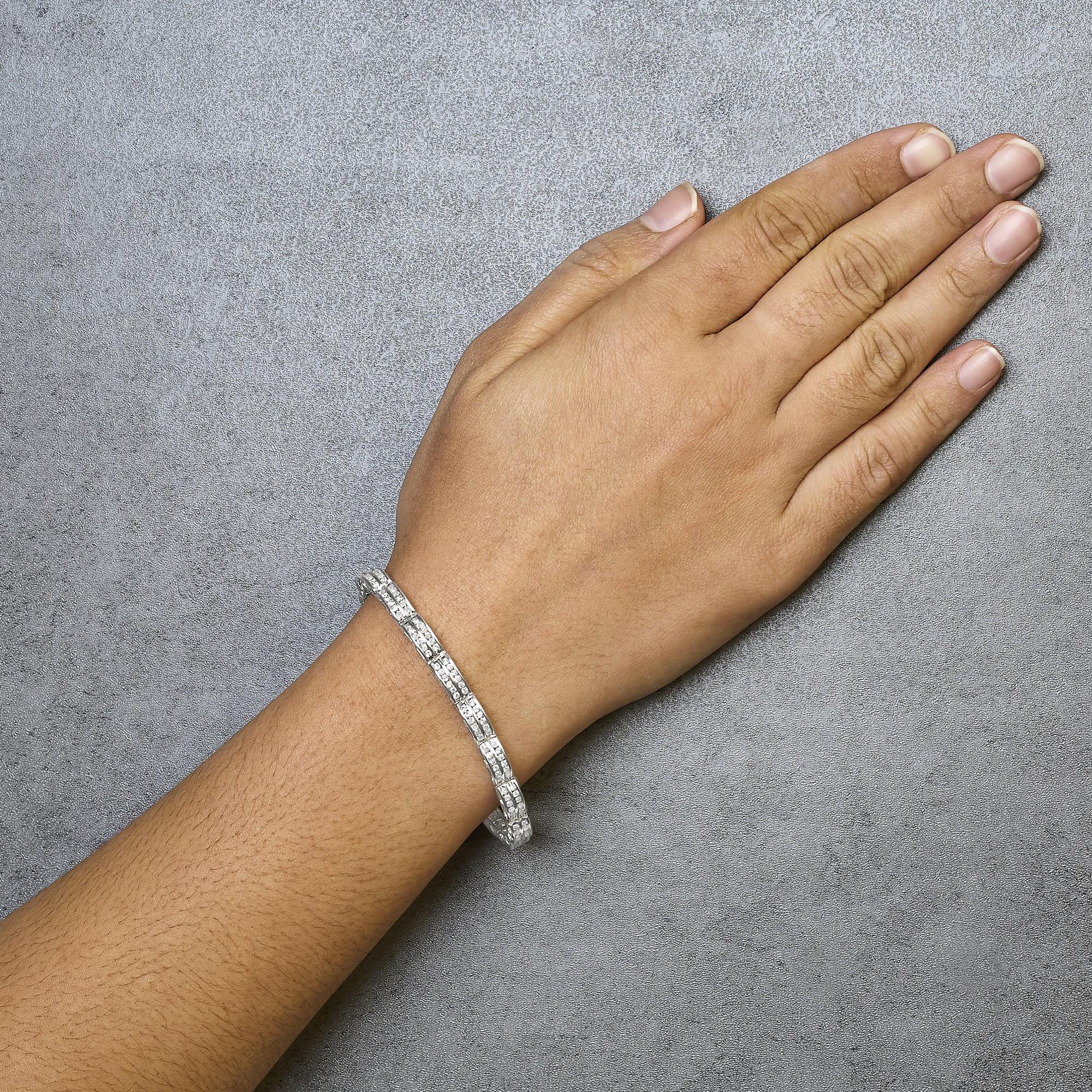 14K White Gold Round-Cut Diamond Bracelet (3.22 cttw, H-I Color, I1-I2 Clarity)