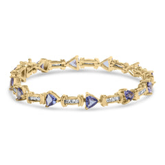 14K Yellow Gold Round-Cut Diamond and Tanzanite Bracelet (5.15 cttw, H-I Color, SI2-I1 Clarity)