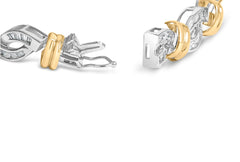14k Two Toned Gold 2.00 Cttw Diamond Bypass and Swirl Link Bracelet (H-I Color, SI1-SI2 Clarity) - 7" Inches