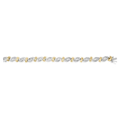 14k Two Toned Gold 2.00 Cttw Diamond Bypass and Swirl Link Bracelet (H-I Color, SI1-SI2 Clarity) - 7" Inches