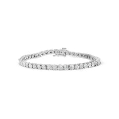 10k White Gold 1.0 Cttw Round-Cut Diamond Miracle Plate Tennis 7" Bracelet (I-J Color, SI2-I1 Clarity)