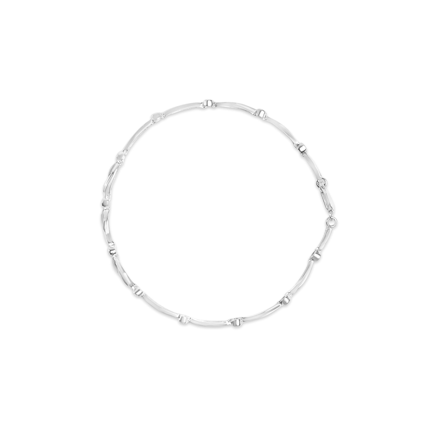 18K White Gold Diamond Accent 3 Stone Link 7" Bracelet (I-J Color, I1-I2 Clarity)