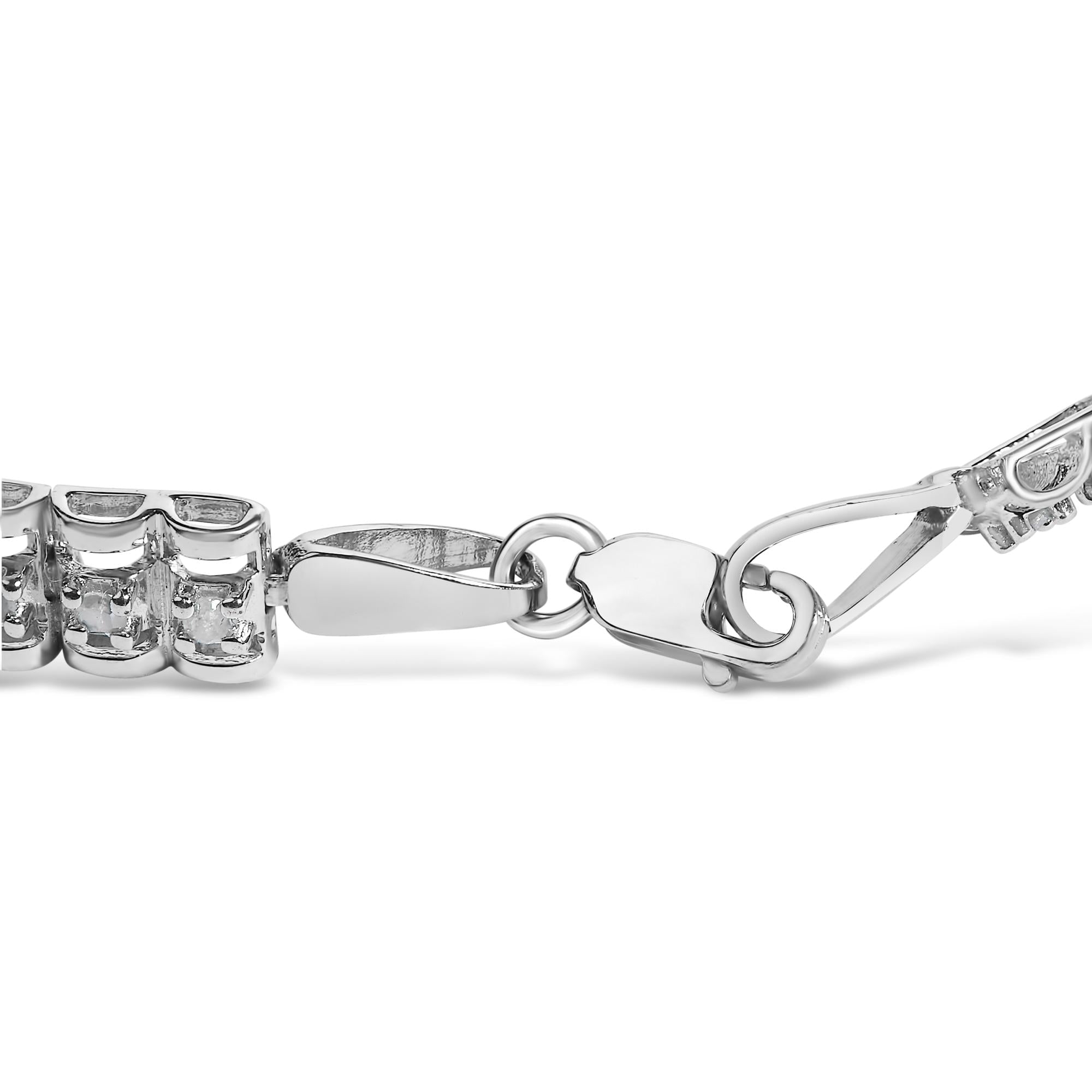 .925 Sterling Silver Diamond Double-Link 7" Tennis Bracelet (I-J Color, I3 Clarity)