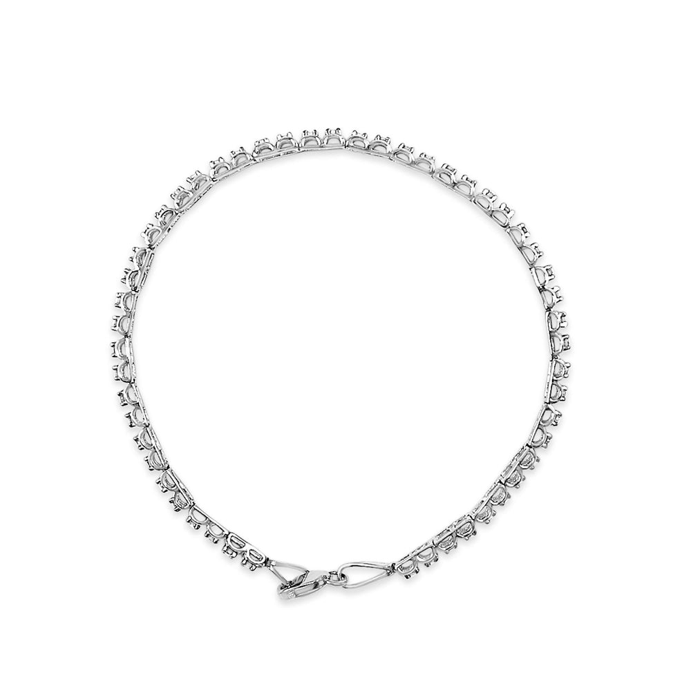 .925 Sterling Silver Diamond Double-Link 7" Tennis Bracelet (I-J Color, I3 Clarity)
