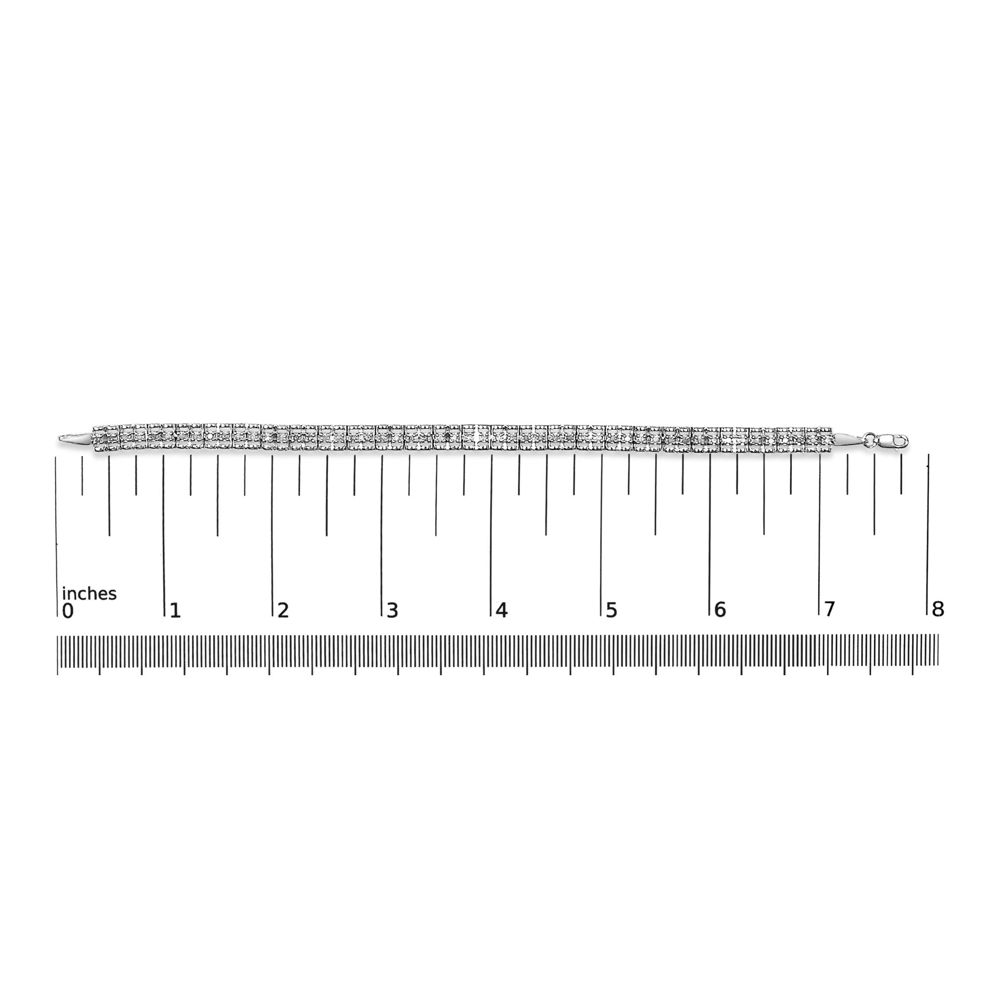 .925 Sterling Silver Diamond Double-Link 7" Tennis Bracelet (I-J Color, I3 Clarity)