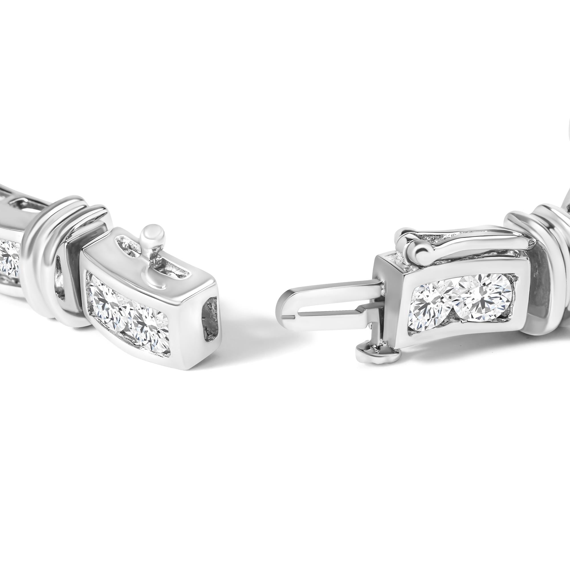 14K White Gold 6 3/4 Cttw Diamond 4 Stone Link Bracelet (H-I Color, I1-I2 Clarity) - 7" Inches