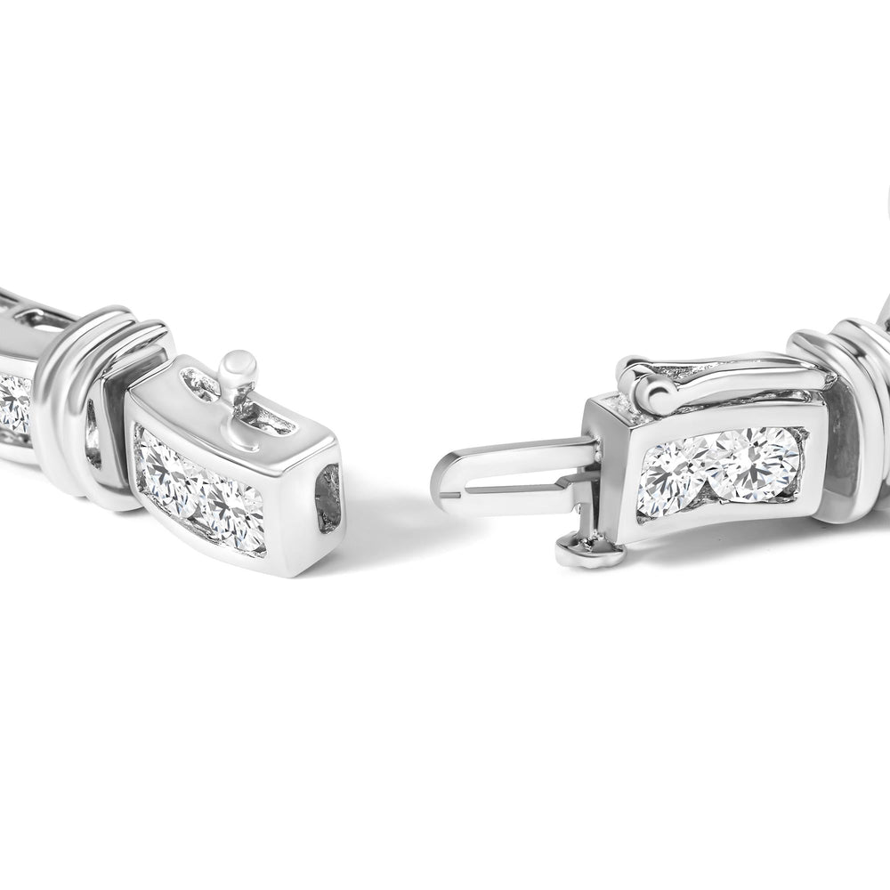 14K White Gold 6 3/4 Cttw Diamond 4 Stone Link Bracelet (H-I Color, I1-I2 Clarity) - 7" Inches